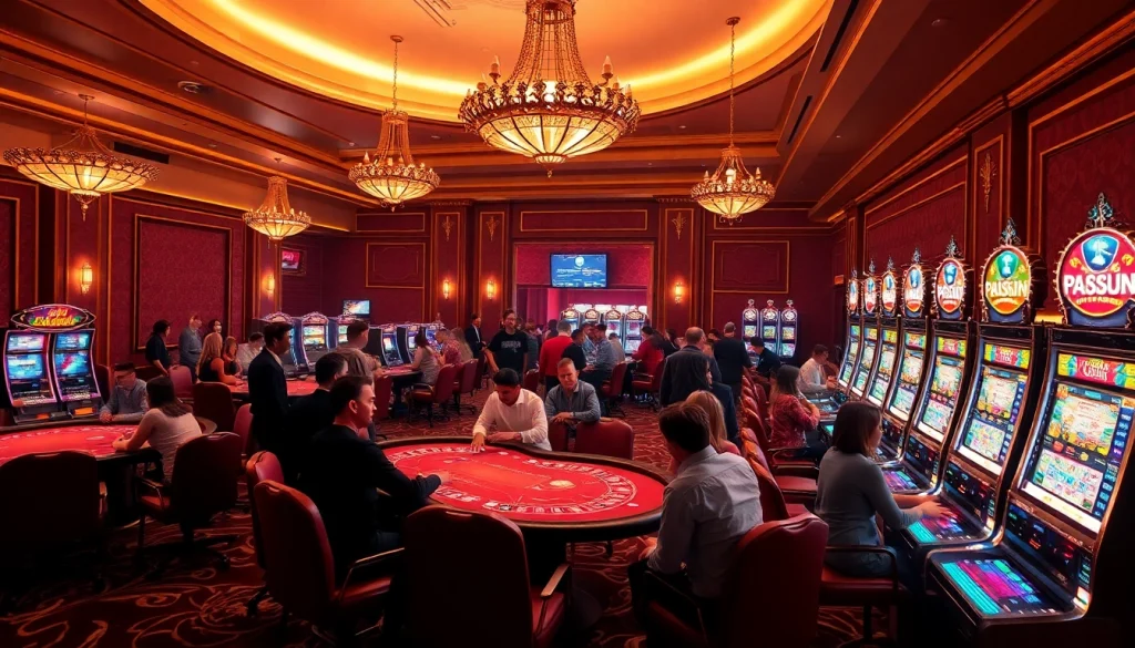 Casino tables with players immersed in the thrill of gambling at https://mb66th.net/, capturing luxury and excitement.