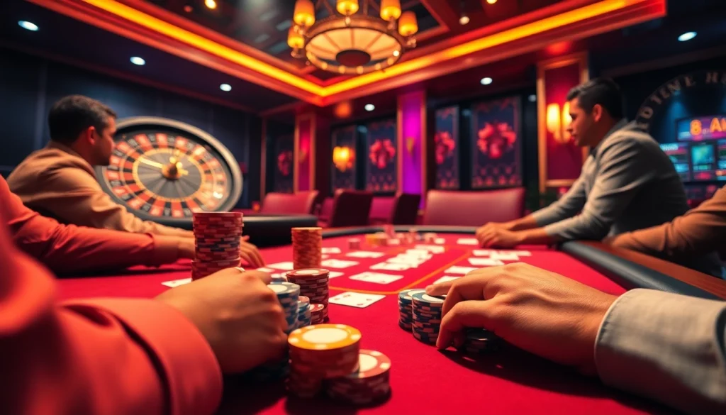 Explore a thrilling scene of a poker game at casino, featuring 88AA poker chips on the table.
