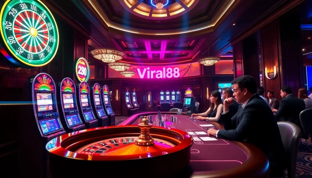 Experience the thrill of the casino with vibrant roulette tables and the viral88 online interface.