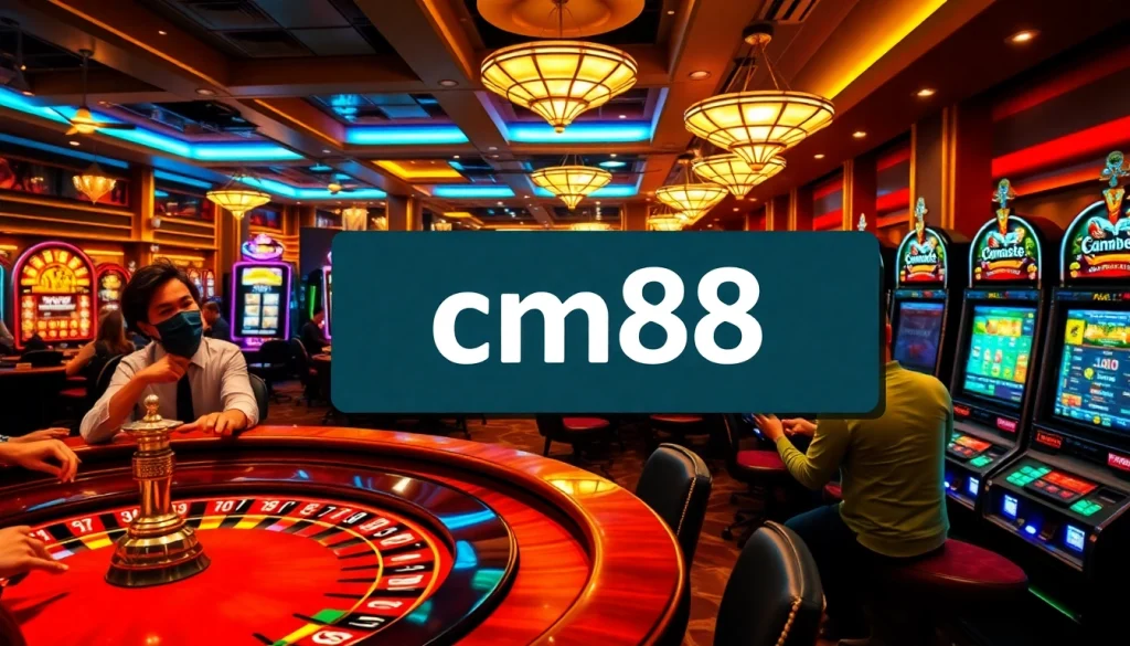 Experience the thrill of cm88 with players at a vibrant casino table, filled with excitement of wins.