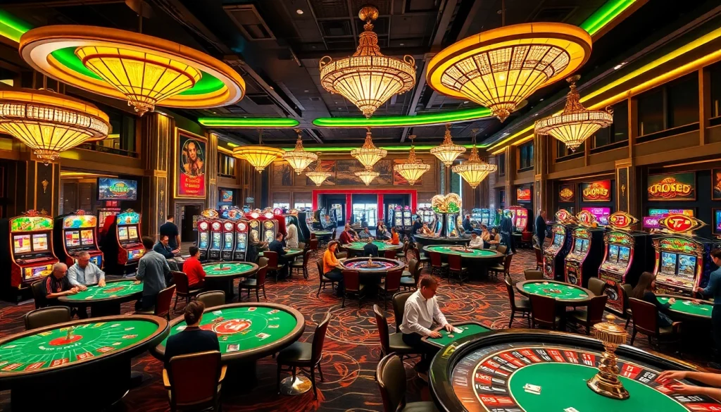 Experience the excitement of the go8 casino scene, where players engage at poker tables and slot machines.