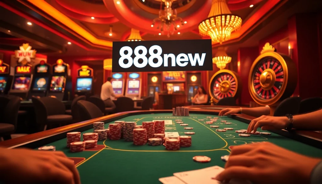 Experience thrilling online gaming at 888new with vibrant poker tables and engaging slot machines.