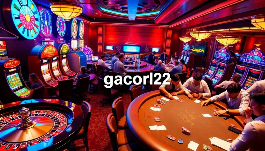 Experience the thrill of gacor123 as players enjoy lively casino games at slot machines and poker tables.